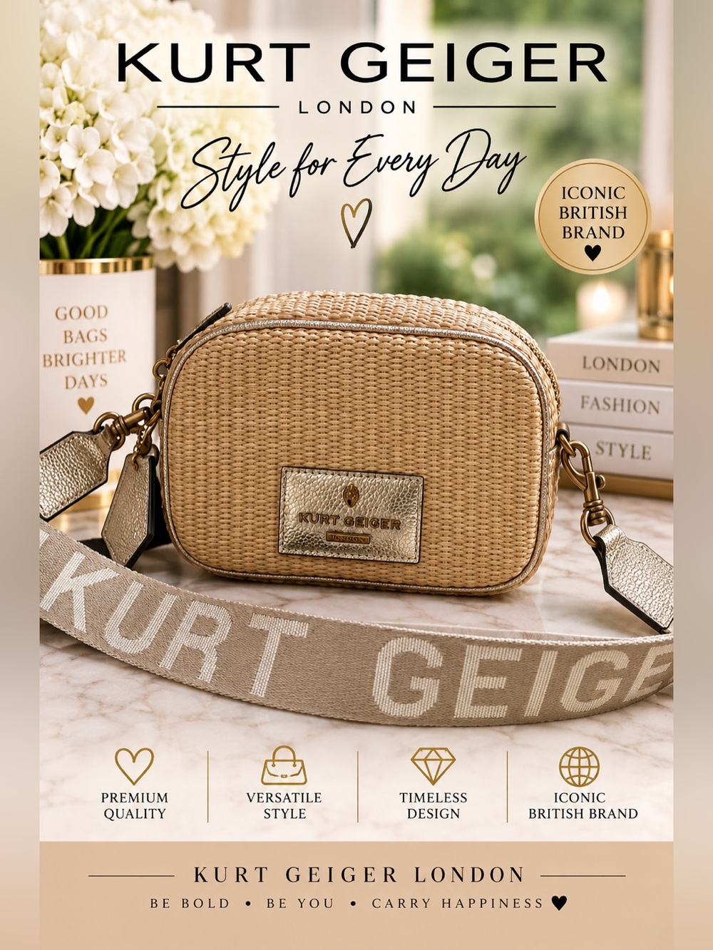 Kurt Geiger NWT Natural Chiswick Raffia Camera Bag with Crossbody